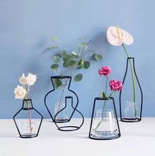 Креативная абстрактная железная ваза новые скандинавские минималистичные цветочные стойки украшения металлический держатель для растений современные железные линии вазы домашний декор 2024 - купить недорого
