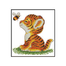 Joy friday tigre e abelha kit de ponto cruz pequeno animal série bordado chinês bordado bordado decorativo punto de cruz kit 2024 - compre barato