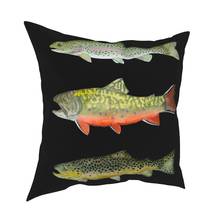 Funda de almohada de dibujo de trucha arcoíris marrón para el hogar, cojines decorativos para pesca con mosca, cojín para coche, Impresión de doble cara 2024 - compra barato