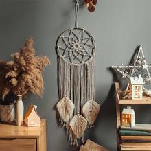 Nordic Style Leaf Macrame Wall Hanging Tapestry Hand Woven Leaves Tassel Dreamcatcher Handmade Dream Catchers Home Decoration 2024 - buy cheap