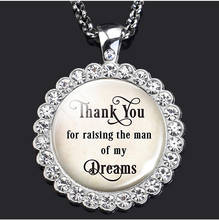 Bride Quote Necklace " Thank You for Raise The Man of My Dreams " Rhinestone Pendant Wedding Jewelry Groom's Parents Gifts 2024 - buy cheap