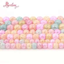 Cuentas redondas de piedra sueltas para fabricación de joyas, cristal de roca, cuarzo agrietado, Multicolor, suave, para collar DIY, hilo espaciador 15 "6/8/10mm 2024 - compra barato