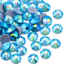 QIAO-diamantes de imitación SS6-SS30 aguamarina AB, cristal planchado, fijación en caliente, decoración de ropa 2024 - compra barato