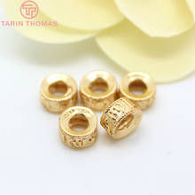 6PCS 8.7x5.4MM 24K Champagne Gold Color Plated Brass Large Hole Spacer Beads Bracelet Beads Jewelry Accessories 2024 - buy cheap