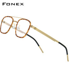 FONEX acetato liga óculos de prescrição masculino miopia óculos ópticos quadro de alta qualidade quadrado coreano screwless eyewear 98628 2024 - compre barato