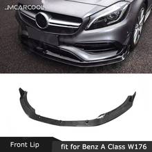 Para W176 Perfil de alerón delantero de fibra de carbono para Benz Clase A A200 A250 A45 AMG 2016-2019 protector de la barbilla estilo de coche 2024 - compra barato