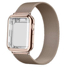 Чехол и ремешок для Apple Watch Band 44 мм 40 мм 42 мм 38 мм 42 40 44 мм, металлический магнитный браслет для iWatch series 5 4 3 se 6 2024 - купить недорого