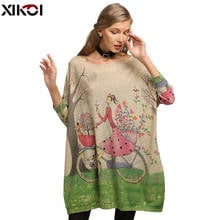 XIKOI-suéter de gran tamaño para mujer, Jersey de punto, vestido con estampado de sonrisa y Chica de la suerte, ropa holgada informal para invierno 2024 - compra barato