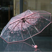 Paraguas transparente para mujer y niña, sombrilla Anti-UV para sol/lluvia, flor de cerezo, seta, Apollo, Sakura, color rosa 2024 - compra barato