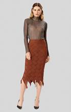 Falda de tubo de alta calidad para mujer, moda de otoño, marrón, longitud media hasta la rodilla, Estilo Vintage elegante, 2020 2024 - compra barato