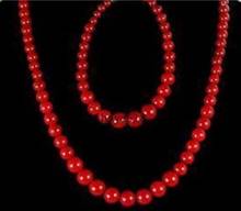 Free Shipping  Rare!6-14mm Red Sea Coral Necklace Bracelet 17'' + Bracelet 7.5'' 1set 2024 - buy cheap