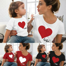 PUDCOCO 1PC Family Matching Outfits Mother and Daughter Short Sleeve T-shirt Heart Printed Clothes 2024 - buy cheap