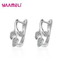 Trendy 925 Sterling Silver Ladies Hoop Earrings Leave Leaf Charm Plant Jewelry Lover Gift Women Earring Friendship Earring 2024 - buy cheap