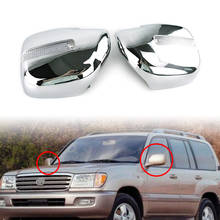 Cubierta de espejo retrovisor lateral de coche, cubierta de ABS cromado con lámpara LED para Toyota Land Cruiser 100 FJ100 1998-2001 2002 2003 2004 005 2006 2007 2024 - compra barato