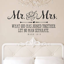 Mr And Mrs Wall Sticker Christian Quote Bible Verse About Love Couple Bedroom Home Decor Wedding Decals Vinyl Wall Art Murals 2024 - buy cheap