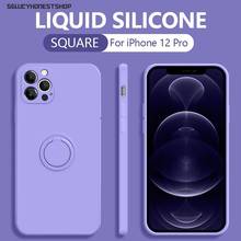 Силиконовый чехол для телефона с кольцом на палец для iPhone 12 Mini 11 Pro X XS XR XS Max 8 7 Plus SE 2020, роскошный магнитный автомобильный держатель, подставка, Coque 2024 - купить недорого