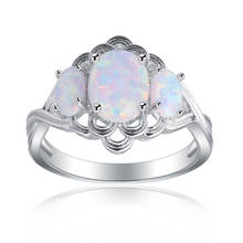 FYSL Wholesale 10 Pcs Silver Plated Stackable Oval Shape Opalite Opal Finger Ring Trendy Jewelry 2024 - buy cheap