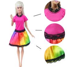 Vestido de boneca artesanal para boneca barbie 12 30 30 30cm boneca rendas saia colorida moda festa vestir roupas acessórios brinquedos da menina 2024 - compre barato
