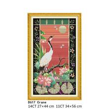 Joy Sunday Crane Embroidery Cross Stitch Kits Counted 11CT 14CT Print Stamped Needlework Traditional Craft Thread Decoration Set 2024 - buy cheap