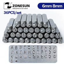 Zonesun conjunto de selos de metal, 36 peças, joias, alfabeto, letras de porcelana, estampagem de metal, aço, caixa de ferramentas, artesanato 6/8mm 2024 - compre barato