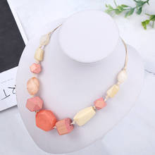 Korean Acrylic Beads Necklace for Women Geometric Wood Necklace & Pendants Statement Collar Women's Fashion Jewelry for Gifts 2024 - buy cheap