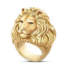 Fashion Domineering African Lion Head Men Ring King Of the Forest Gold Clor 3D Realistic Lion Punk Rock Rings for Male Jewelry 2024 - купить недорого
