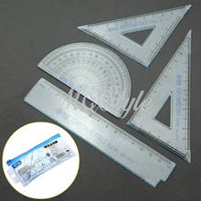 4 Pcs / Set New Triangular Ruler Papelaria Spirograph School Maths Set Plastic Protractor Square Ruler 2024 - buy cheap