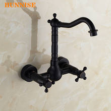 Inwall Mounted Brass Kitchen Sink Faucet Mixer Bathroom Bathtub  Water Faucet  Dual Handles Black Bronze Kitchen Faucet Mixer 2024 - buy cheap