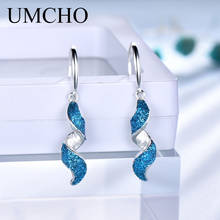 UMCHO Elegant 925 Silver Blue Sequins Drop Earrings for Women Anniversary Birthday Party Gifts Fine Jewelry Decorations 2024 - buy cheap