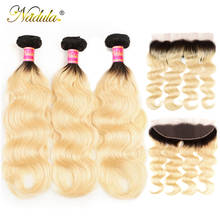 Nadula Hair Brazilian Body Wave Hair Bundles With Lace Frontal 3 Bundles T1b/613 Hair 13*4 Remy Human Hair Bundles With Closure 2024 - buy cheap