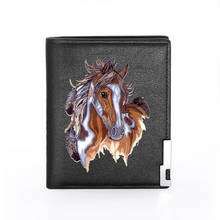 Классический кошелек с принтом лошади для мужчин и женщин, короткий бумажник из искусственной кожи, стандартные держатель для банковской кредитной карты 2024 - купить недорого