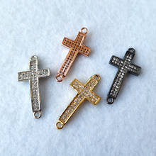 5 Pcs Handmade Charm Micro Pave Cubic Zirconia Cross Connector Beads DIY Bracelet Accessories Jewelry Making CT555 2024 - buy cheap