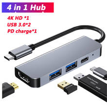 Thunderbolt Thunderbolt 3 4 in1 USB-C to HDMIcompatible Adapter 2x USB3.0 Type-C PD Hub For Huawei P20 Pro Samsung Dex Galaxy S9 2024 - купить недорого