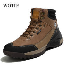 Botas masculinas de couro artificial, cano curto e quente para inverno, sapatos de trabalho para homens, bota de neve com pelo militar 2024 - compre barato