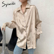 Syiwidii Vintage Button Up Blouses Women Single Breasted Turn-down Collar Long Sleeve Solid Tops 2021 Summer Fashion New Shirts 2024 - buy cheap