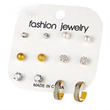 Trendy Crystal Stud Earrings Set Vintage Round Ball Earring Fashion Wild Faux Pearl Earring Women Party Jewelry Accessories 2024 - buy cheap