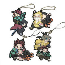 Chaveiro de silicone original demon slayer, chaveiros para celular kimetsu no yaiba 2024 - compre barato