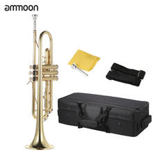 Ammoon-trompete bb com estojo de luvas, instrumento musical requintado pintado a ouro, durável, latão plano, com boquilha 2024 - compre barato