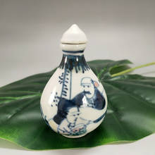 Elaborate Interesting Collection Home Decoration Ancient Chinese Blue and White Porcelain Ancient Characters Snuff Bottle 2024 - buy cheap