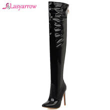 Lasyarrow High Heel Over The Knee Boots Women Thigh High Boots Ladies Winter Shoes Woman Botas Mujer Botas Femme Black Red J1090 2024 - buy cheap