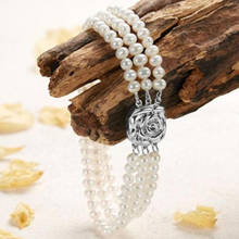 triple strands8-9mm south sea white pearl bracelet 7.5-8' 2024 - buy cheap
