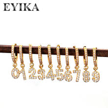 EYIKA 1 Pair New Arrivals Popular Figure Loop Earring Zircon Women Arabic Numerals CZ Jewelry Silver Color Simple Hoop Earring 2024 - buy cheap