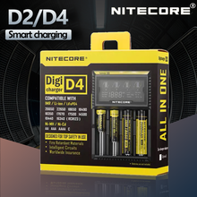 Новое интеллектуальное зарядное устройство Nitecore D4 D2 с ЖК-дисплеем, полностью совместимое с IMR Li-Ion LiFePO4 Ni-MH AA AAA 18650 14500 16340 26650 2024 - купить недорого