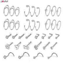 JOVIVI 20Ga 0.8mm Nose Septum Ring Stainless Steel Nostril Jewelry Eyebrow Ring Women Men Fashion Body Piercing Jewelry 36 Pcs 2024 - buy cheap