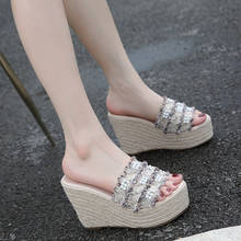 Women's  Sandals 2022 Summer Sandals Wedge Slippers Shoes Women Vintage Flip Flops Female Beading Sandals Lady Casual Slides 2024 - buy cheap