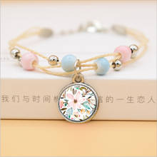 New Boho Charm Bracelets Crystal Glass Ceramic Charm Bracelet Women Weave Multilayer Leather Bracelet Lucky Leaf Clover Flower 2024 - buy cheap