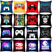 Presente para o menino gamer impressão fronha quarto decorativo poliéster capa de almofada almofadas decoração casa sofá quarto linho fronha 2024 - compre barato