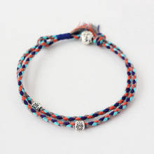 Buddhism Braided Bracelet Lucky Rope Handmade Tibetan Silver Buddha Head Bracelet Double Layers Adjustable Mixed Color 2024 - buy cheap