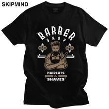 Trendy Barber Shop Tshirt Men's Short Sleeve Pure Cotton Tee Shirt Round Neck Leisure T-shirt for Hairdresser Gift Tops Apparel 2024 - buy cheap