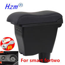 Reposabrazos de cuero para Smart Fortwo 2014-2020, almacenamiento de coche, caja de interfaz USB, reposabrazos, modificación Forfour 2017 2024 - compra barato